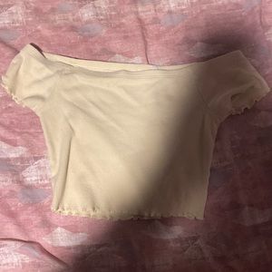 yellow pacsun off the shoulder crop top